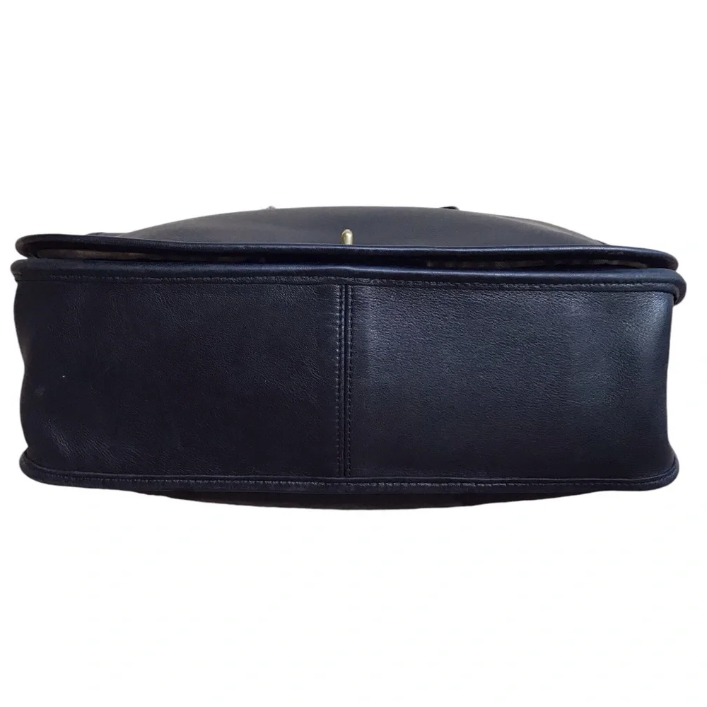 COACH Vintage Legacy Crescent Black Leather Flap Bag